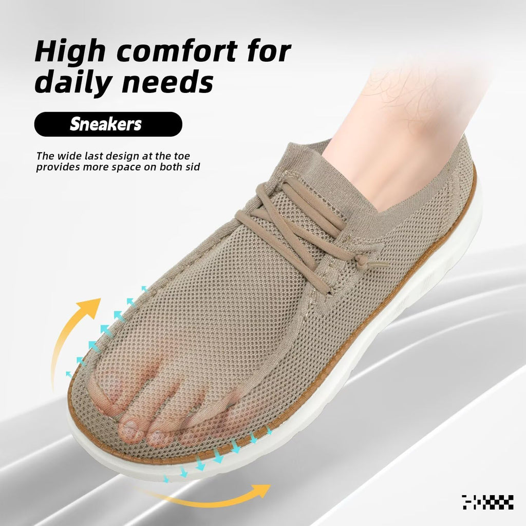 Mens Boat Loafers Slip-on Casual Mesh Walking Shoes Business Oxfords Sneakers Work Lightweight Comfortable Soft Sole Khaki