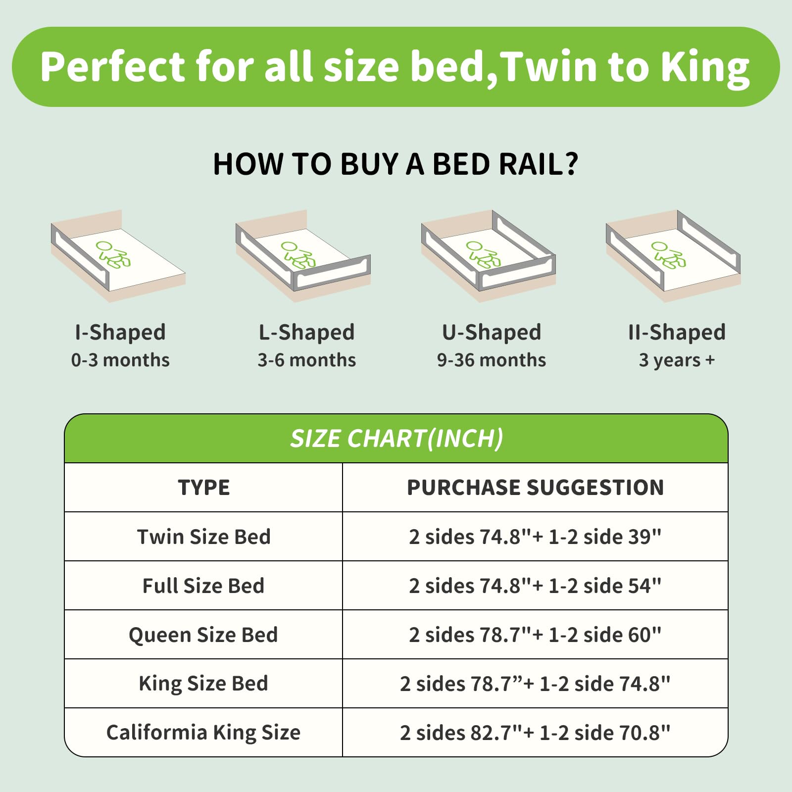 yulongtengfei 3-Piece King Size Bed Rail for Toddlers - Adjustable Baby Bed Rail Guard, Kids Safety Bed Rail for King Size Bed (78.7"x78.7"x74.8"-Grey)