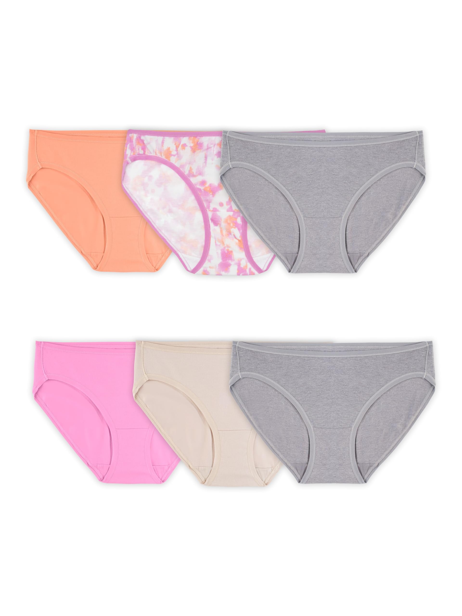 Fruit of the Loom Women's 360° Stretch Underwear, High Performance Stretch for Effortless Comfort, Available in Plus Size, Cotton Blend - Bikini - 6 Pack - Colors May Vary, 9