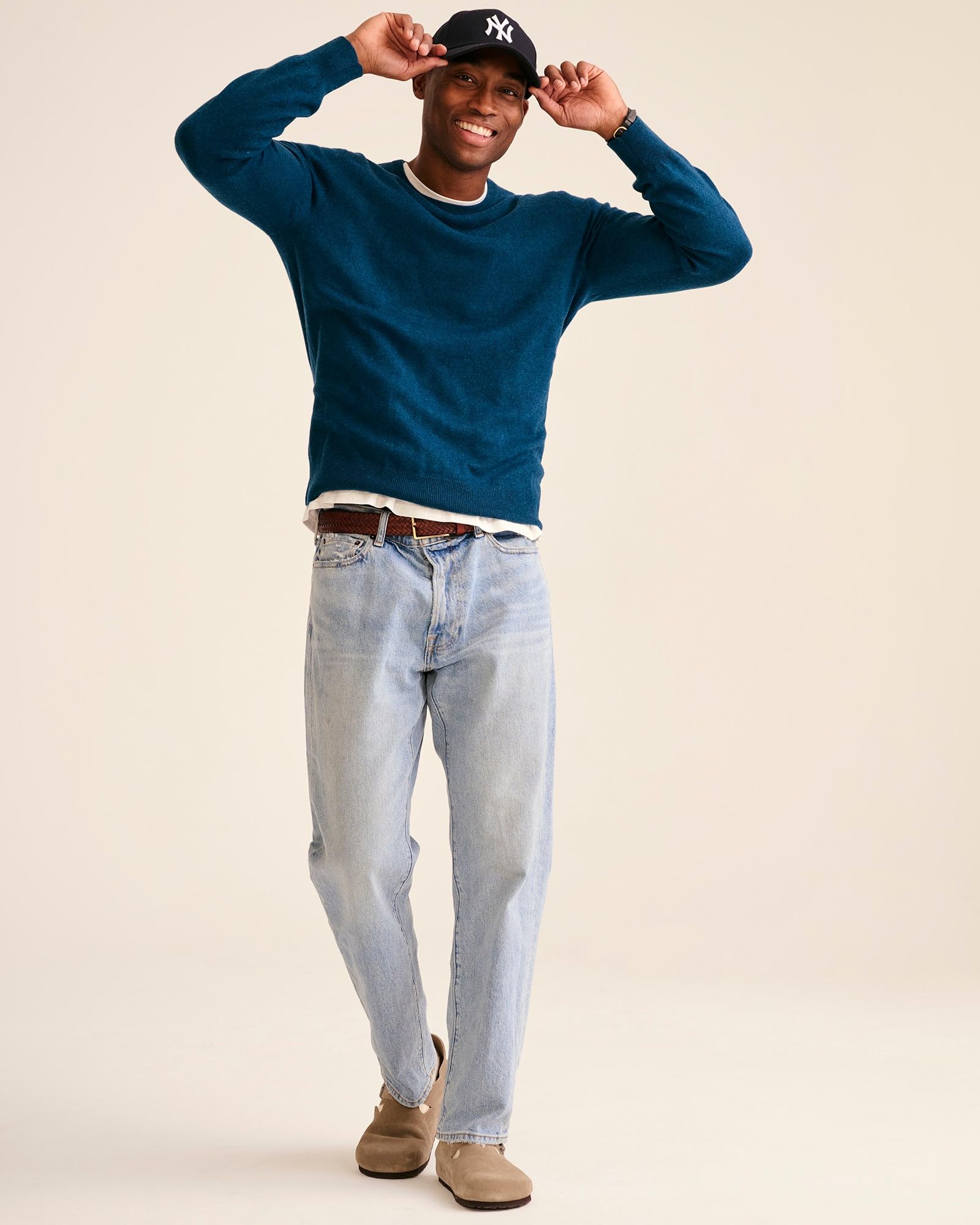 The Original Cashmere Crewneck Sweater Men's (US, Alpha, X-Large, Regular, Regular, Peacock Blue)