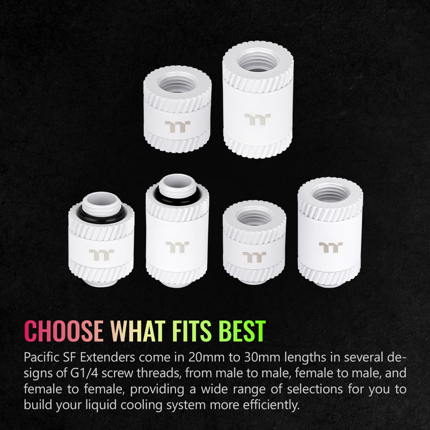 Thermaltake Pacific SF Female to Male 20mm Extender White/DIY LCS/Fittings CL-W392-CU00WT-A