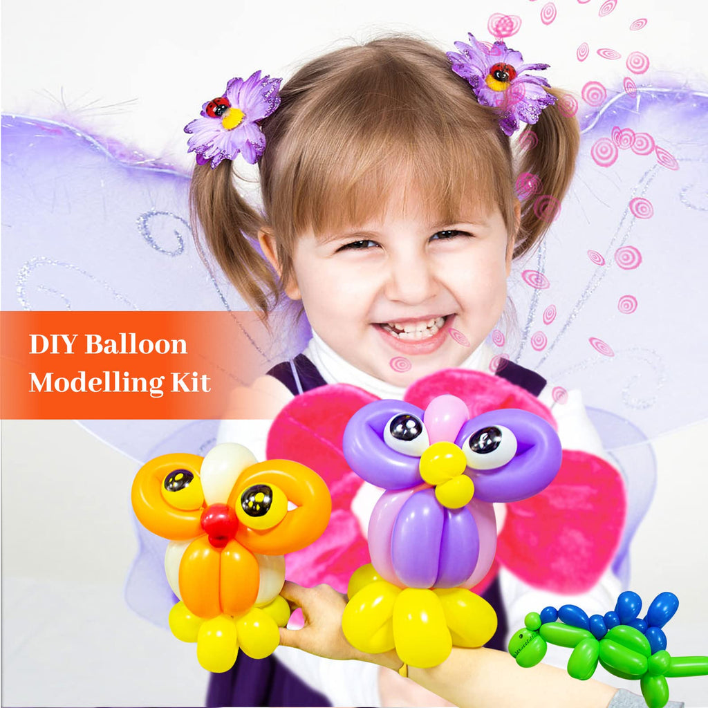 Blue Magic Modelling Balloons - 260 Pack Shiny Thick Latex for Balloon Animals, Baby Boy's Birthday or Shower