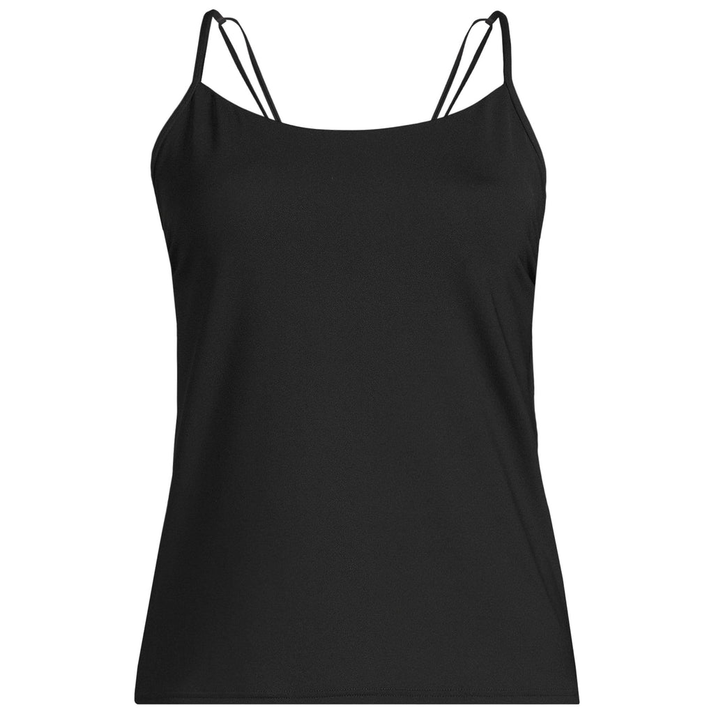 Lands' End Women's Tugless Quickdry Adjustable Strappy Back Tankini Top 2 Black