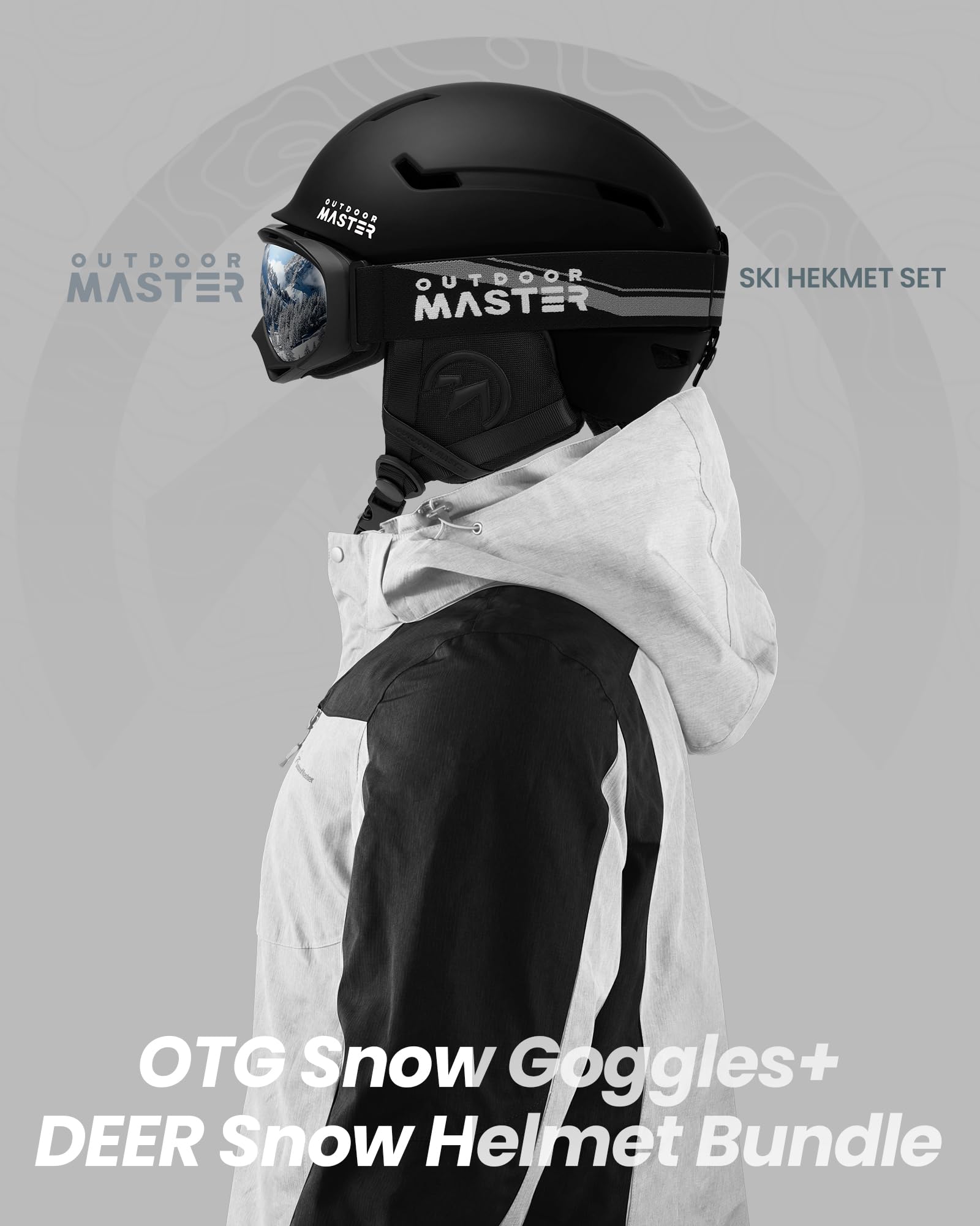 OutdoorMaster Ski Helmet Set,Snowboard Helmet with Goggles for Adults - Durable PC Shell, Protective EPS Foam & 10 Cooling Vents -Snow Helmets for Men, Women & Youth