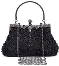 Selighting 1920s Vintage Beaded Clutch Evening Bags for Women Formal Bridal Wedding Purse Prom Cocktail Party Handbags Black Handbags