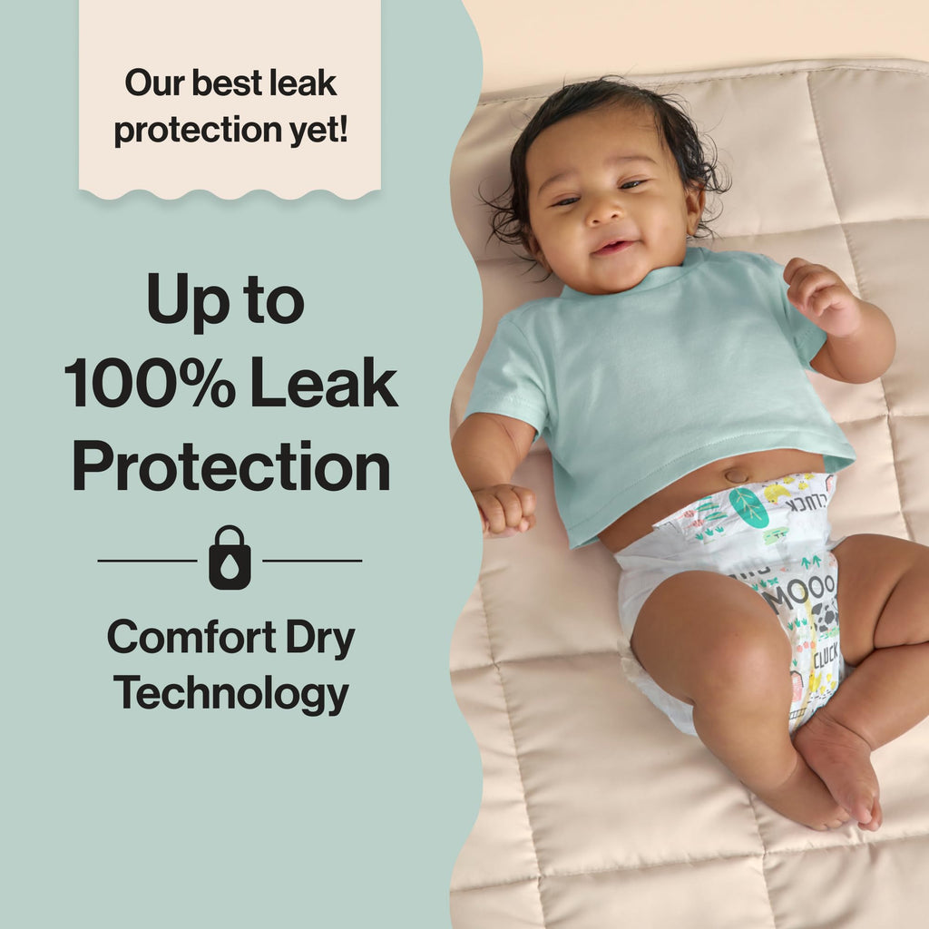 The Honest Company Comfort Dry Disposable Diapers for Sensitive Skin, Hypoallergenic, Fragrance-Free, Above It All + Pattern Play, Club Box Size 1 (8-14 lbs), 78 Count