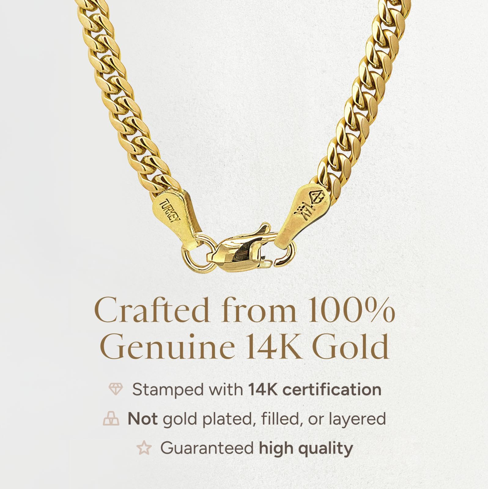 JEWELHEART 14K Gold Miami Cuban Link Chain Men - 2.15mm Diamond Cut Cuban Curb Chain - Dainty Yellow Real Gold Necklaces For Women with Lobster Clasp 20"