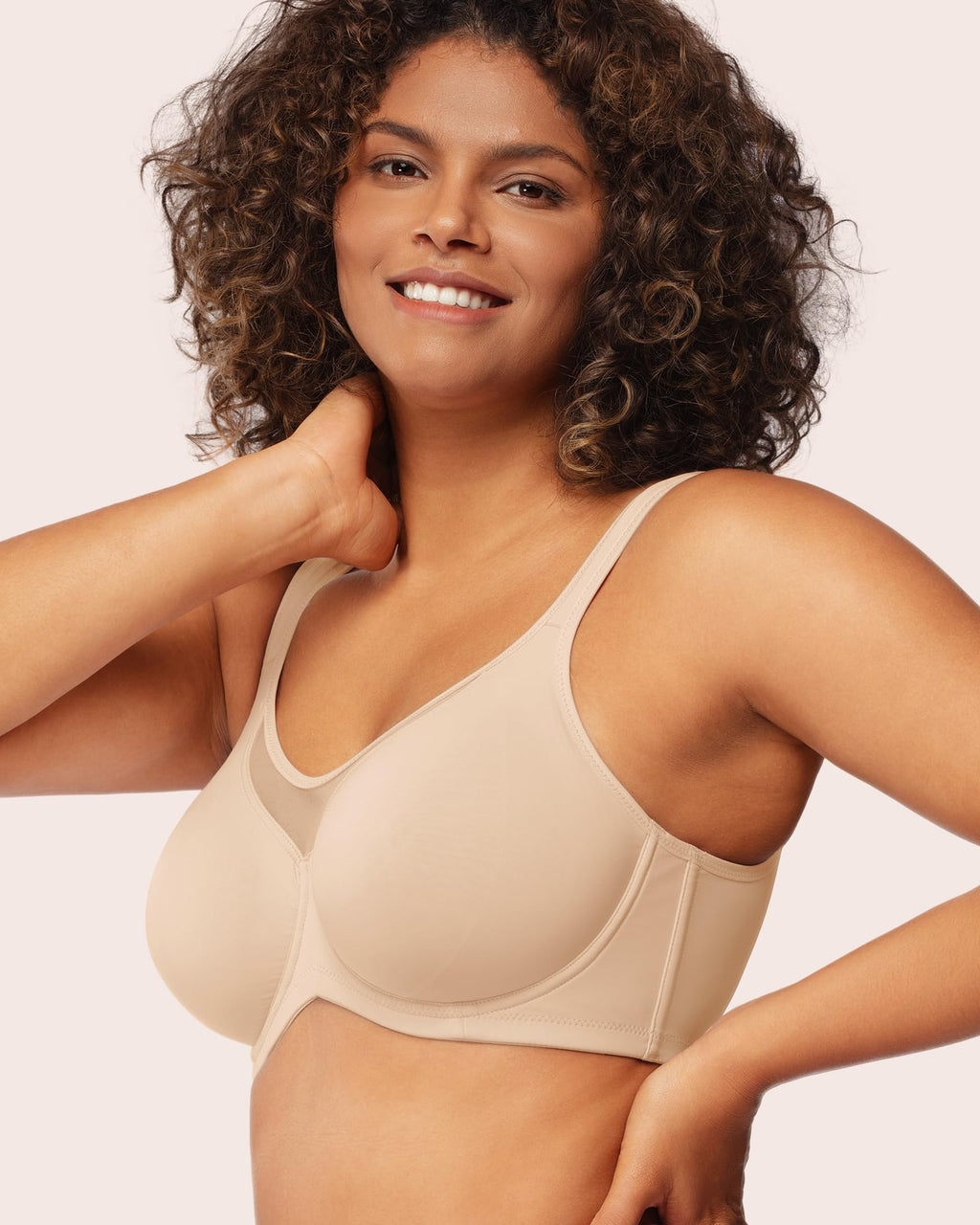 HSIA Minimizer Bras for Women Plus Size, Full Coverage Coolcomfort T Shirt Unlined Bra with Underwire for Heavy Breast, Light Beige 36DDD 01