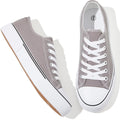 Adokoo Canvas Tennis Shoes for Women Low Top Casual White Black Sneakers for Women Lace Up Fashion Comfortable Walking Shoes (Grey,8.5)