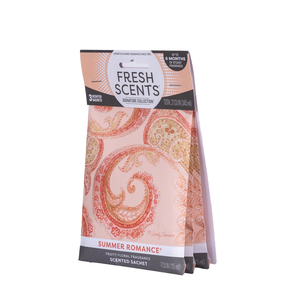 Fresh Scents | Scented Sachet Packet | Summer Romance | Air Freshener Bags for Drawers, Closets, Cars | 3 Pack | Long Lasting Home Fragrance