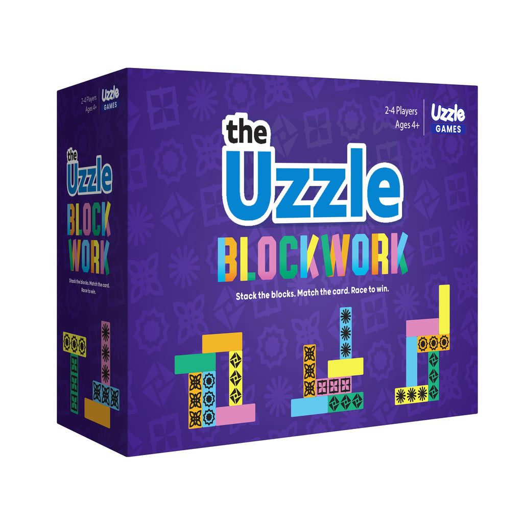 Blockwork by Uzzle Games - Fast-Paced Family Board Game - Multiple Difficulty Levels - Enjoyable and Challenging Puzzle Game – 2 to 4 Players – A Complete Family Night Fun Package - for Ages 4+