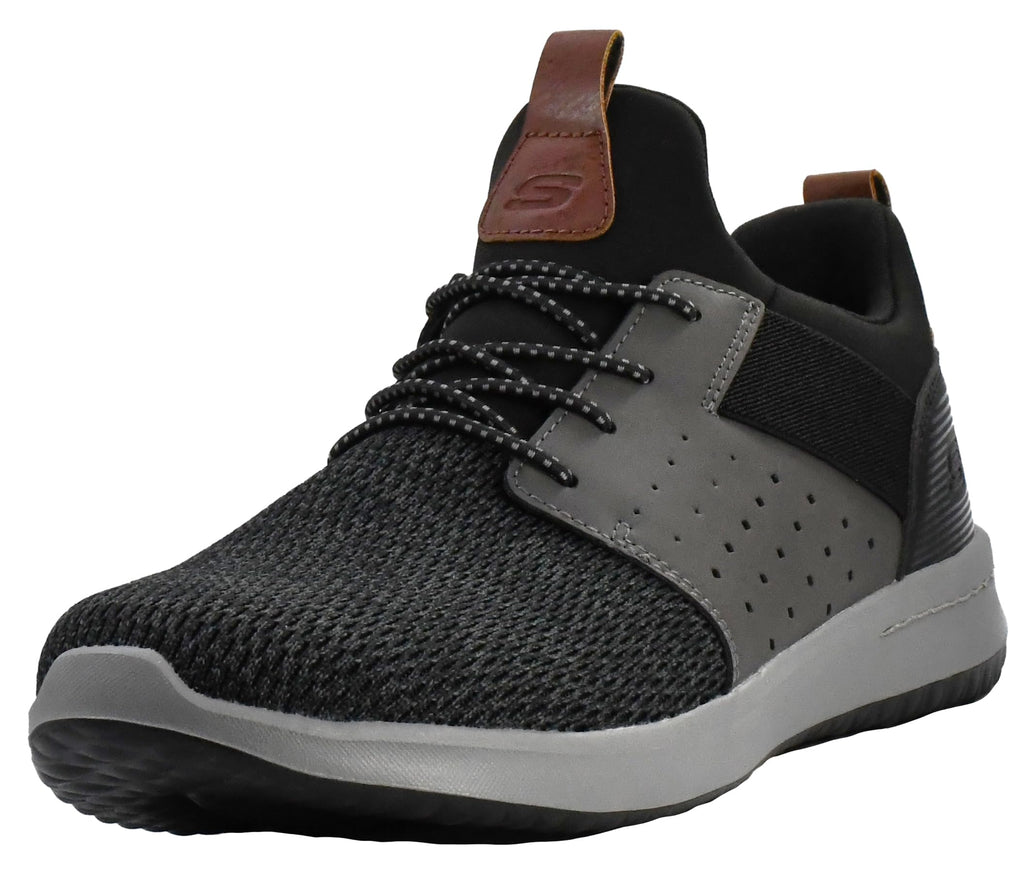 Skechers Men's Classic Fit Delson Camben Sneaker, Black/Grey, 9 US