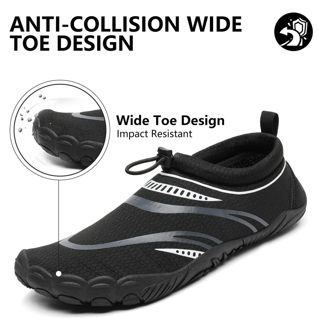 Mishansha Breathable Water Shoes for Women Non-Slip Beach Shoes Quick Dry Surfing Kayaking Fishing Five Toes Coal Black-E0153 7.5 Women/5.5 Men