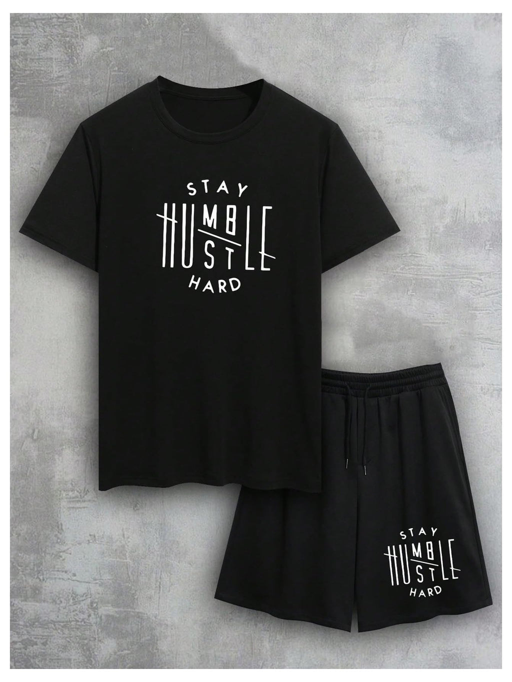 WDIRARA Men's 2 Piece Short Sets Graphic Print Short Sleeve T Shirts and Drawstring Shorts Clothing Set Black Letter X-Large