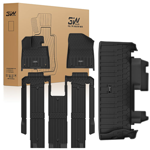 3W Floor Mats & Cargo Liner Fit Toyota Sienna 2024-2026 (Only for Platinum Version with Refrigerator) TPE Custom Fit Floor Liner and Trunk Mat for Sienna 7 Seat (w/o Spare tire)