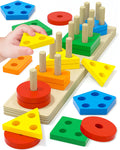 Tonberless Montessori Toys for 1 2 3 Year Old Boy Girl, Toys for Ages 2-4 Toddlers Kids Baby, 1 2 Year Old Birthday Gifts, Wooden Learning Puzzles Easter Basket Stuffers Toys for Toddlers 1-3