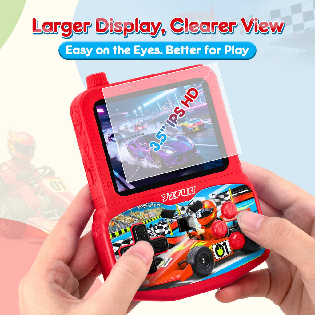 VOLGUARD II Kids Handheld Game Console with 220 Preloaded Retro Video Games, 3.5'' IPS Screen Adjustable Brightness & Volume, Portable Hand Held Game Player Toy for Travel, Ideal Christmas RED