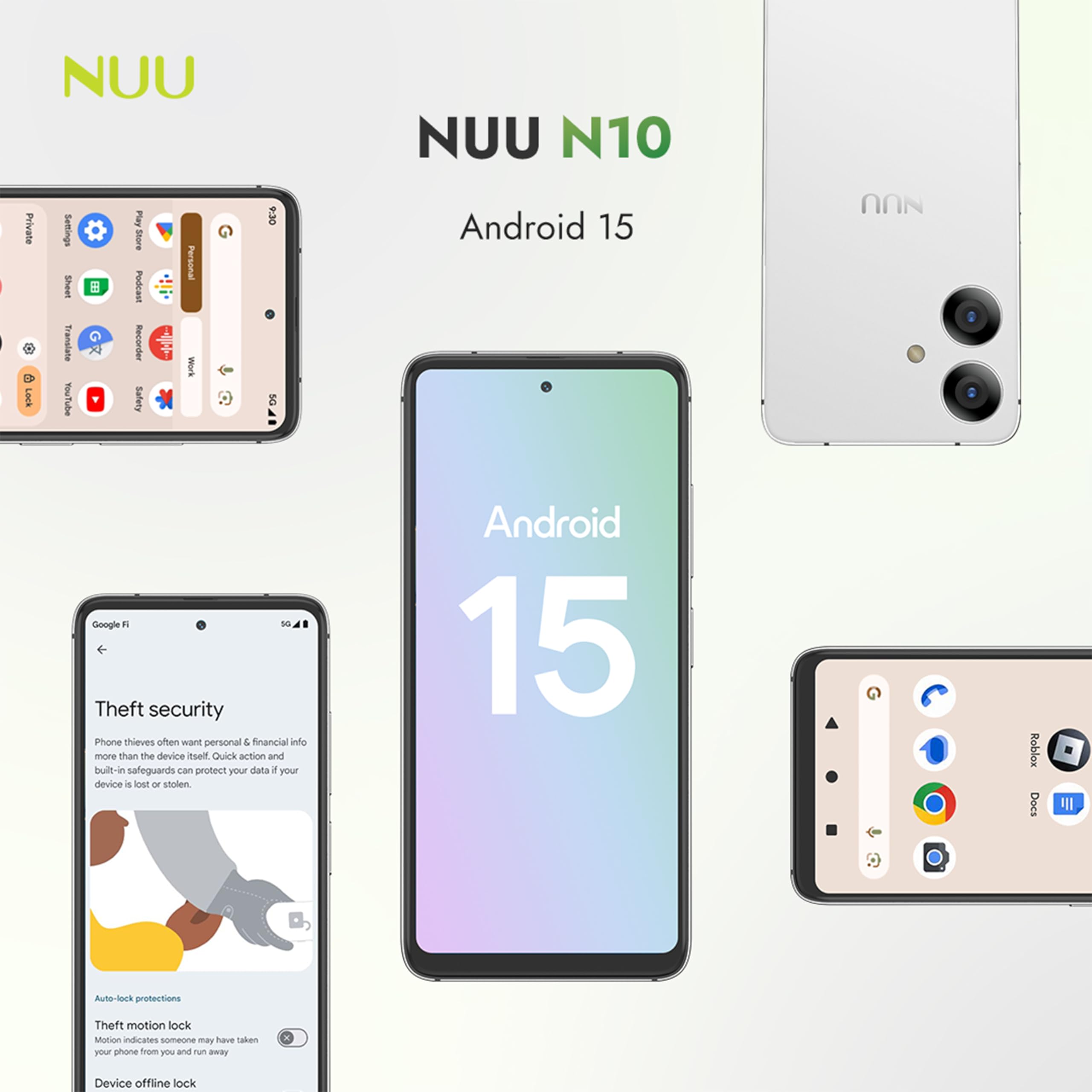 NUU N10 Basic Cell Phone for T-Mobile, Mint, Metro, Qlink, Tello and More 4GB/128GB, Perfect for Teenagers, Dual SIM 4G, Octa-Core 6.6" 90Hz HD+, Unlocked Phones Android Phone 15, US Warranty (Black)