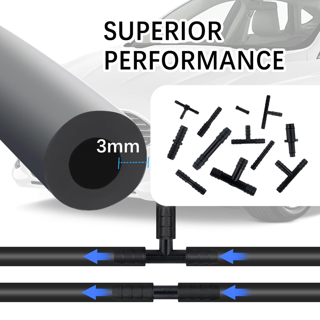Multipurpose Vacuum Line Kit,6PCS 5Ft Vacuum Hose Automotive+64PCS Vacuum Line Connectors,Max 130PSI Silicone Hose for Variety Car Piping System Automotive Replacement Vacuum Hoses (70PCS)