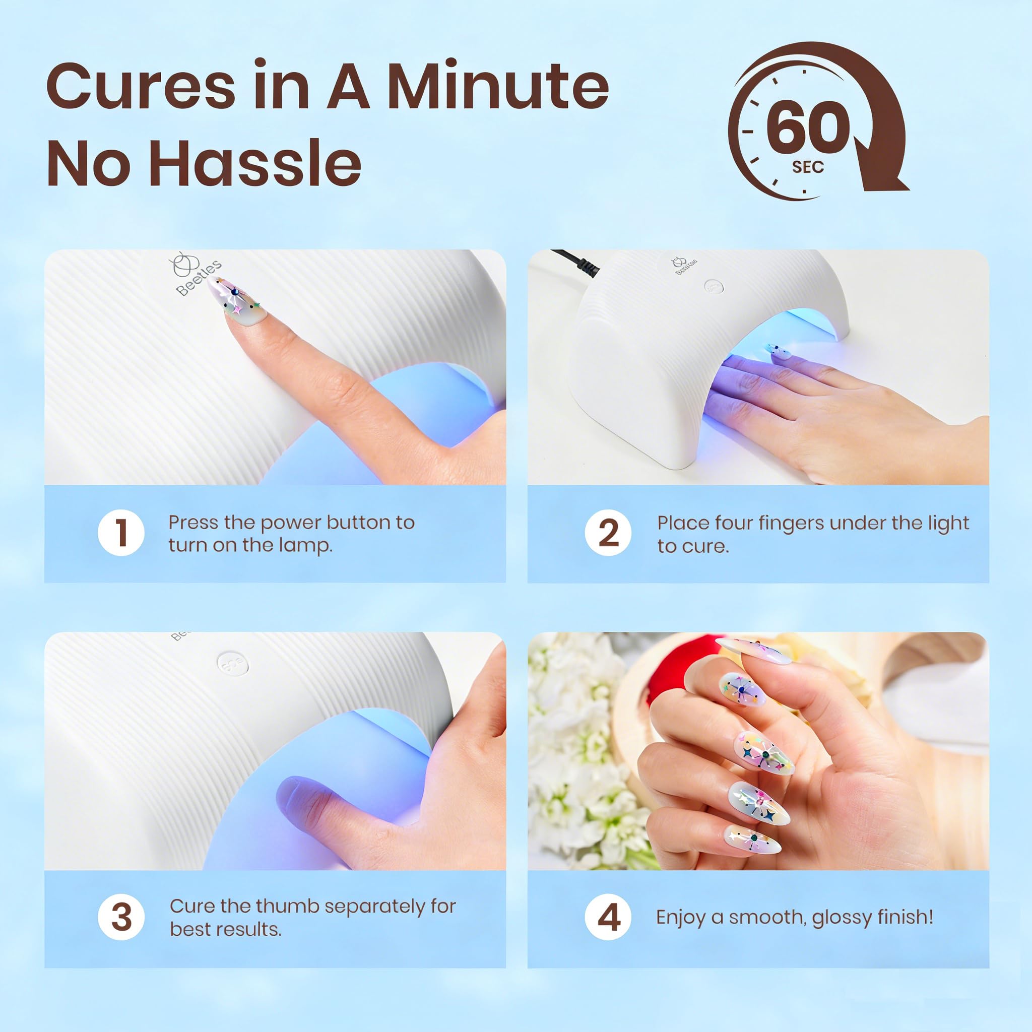 Beetles Gel Nail Polish Kit with U V Light - 80Pcs Color Enchantment 55 Colors Gel Polish Starter Kit with Base Top Coat DIY Nails Supply Stickers Manicure Tools Home Salon Gift for Women Teens Girls