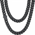 Mens Cuban Link Chain, Black Miami Cuban Chain Necklace for Men, 9mm Wide Hip Hop Mens Jewelry, 22"