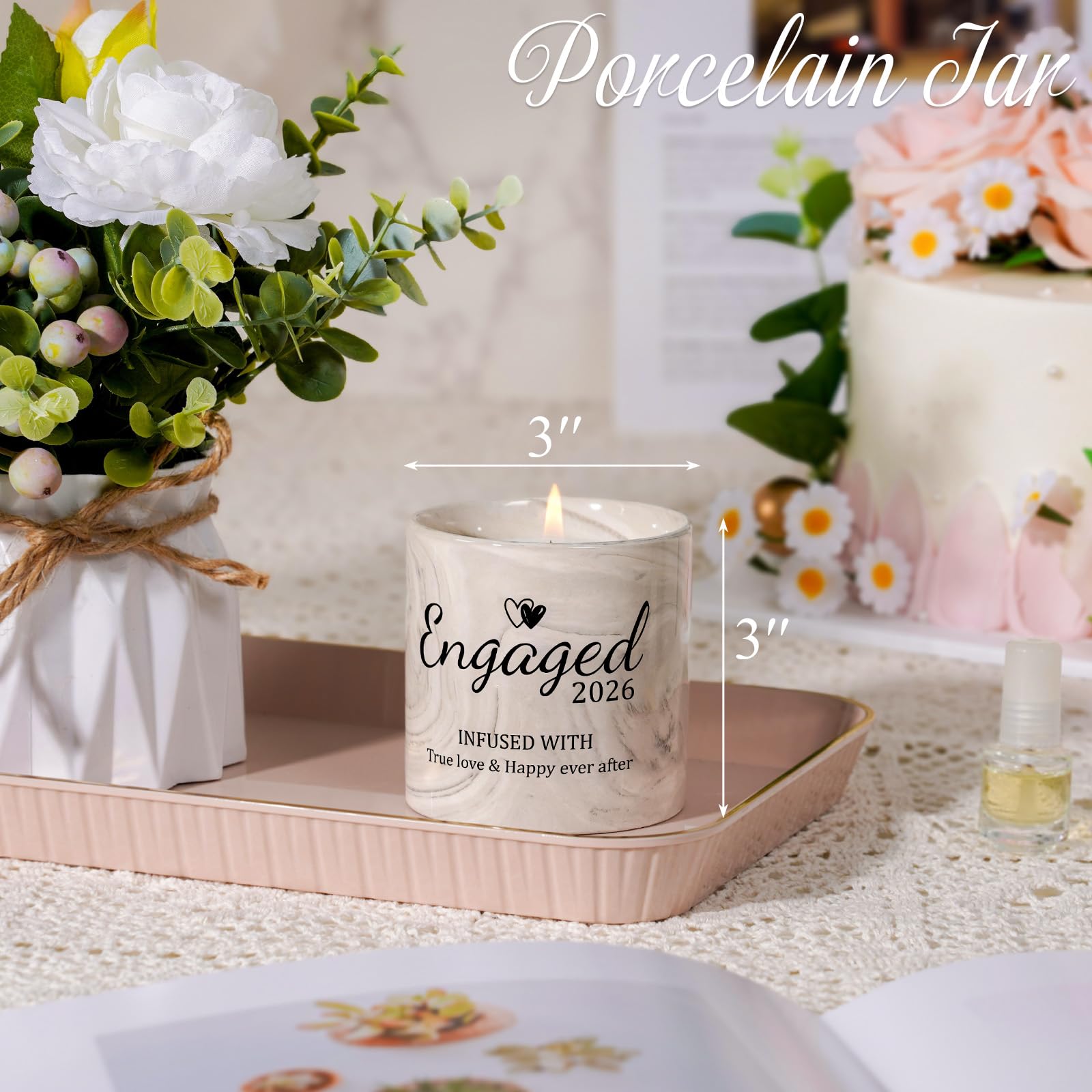 Engagement Gifts - Gift for Newly Engaged Couples, Fiance Gifts for Women, Bridal Shower, Wedding Bride Gift - Engaged Present 6 Oz Engaged 2026 Lavender Ceramics Candle