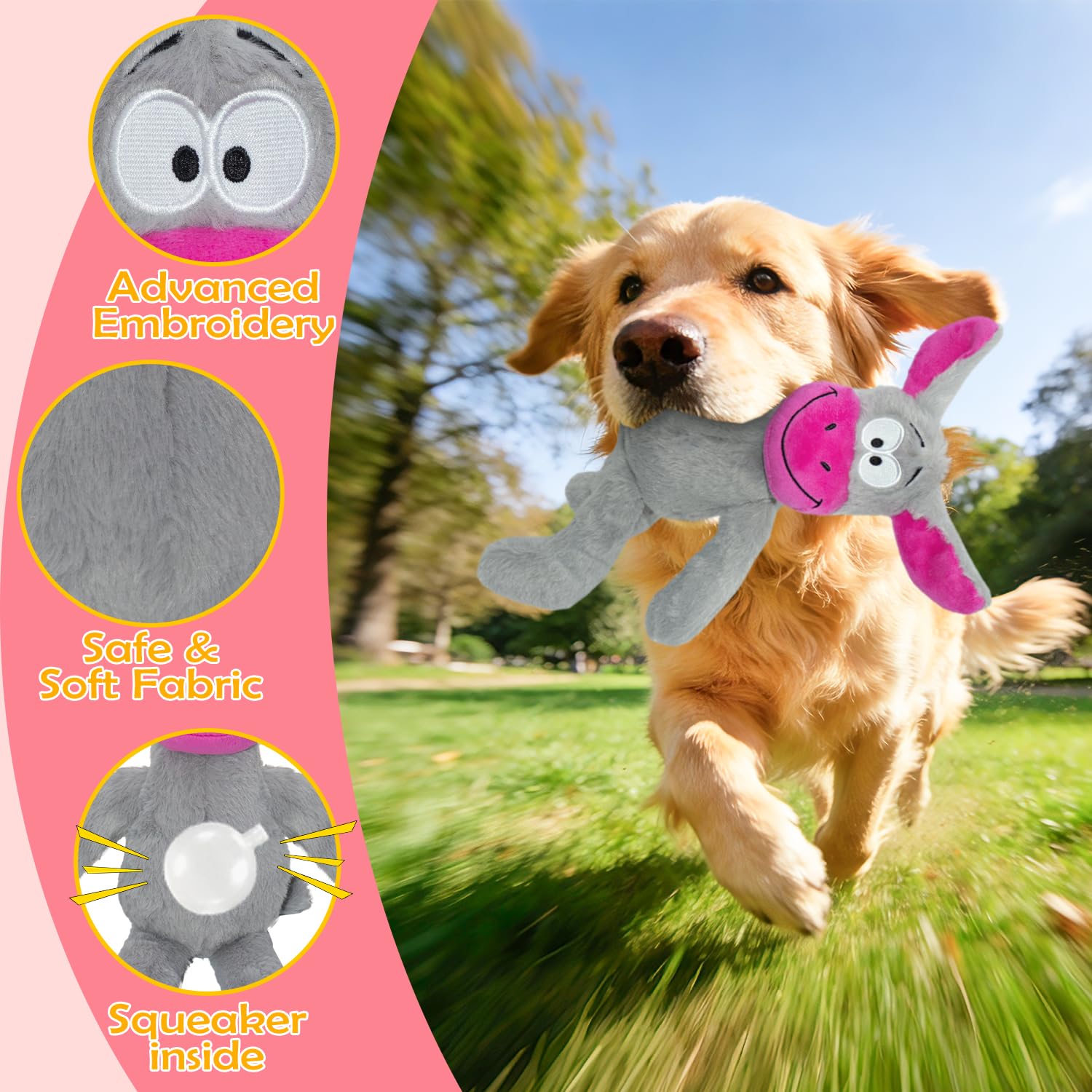 LSSYYQQ Squeak Dog Toys,Plush Chew Toys for Large Dogs, Crinkle Stuffed Animal Tail,Hands,Ears,Squeaky Interactive Toys for Small Medium Dogs,Keep Them Busy,not for Aggressive chew Dogs