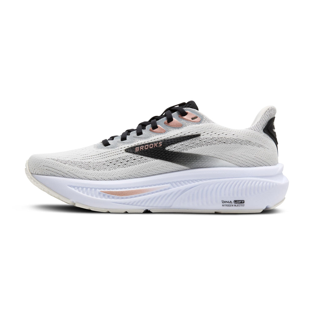 Brooks Women’s Ghost 17 Neutral Running Shoe - White/Black/Rose Gold - 10 Medium