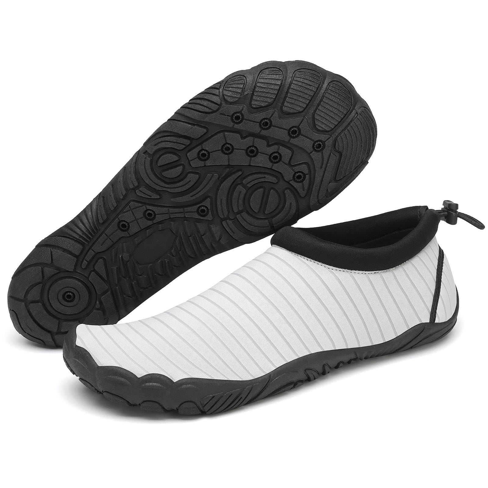 Mishansha Womens Mens Water Shoes Wide Toe Box Swim Beach Barefoot Shoes Quick Dry Non Slip Pale Grey 9.5 Women/7.5 Men