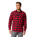 Columbia Men's Bearmouth Springs Roll Up Long Sleeve Flannel Shirt, Mountain Red Buffalo Check, X-Large