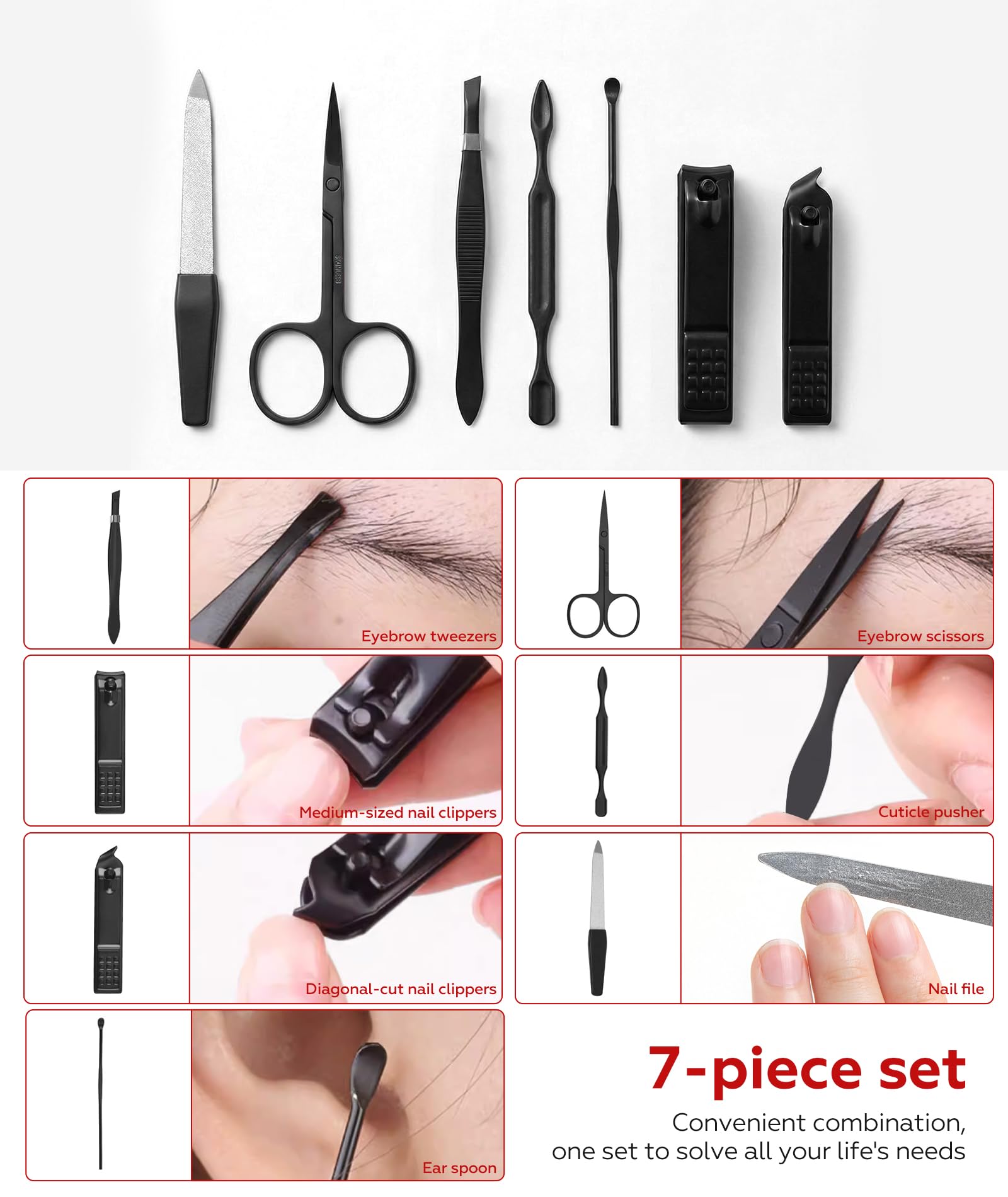 Manicure Set Nail Clippers Grooming Kit with Travel Case, Personal Care Tools Birthday Fathers Mothers Day Gifts for Men Women