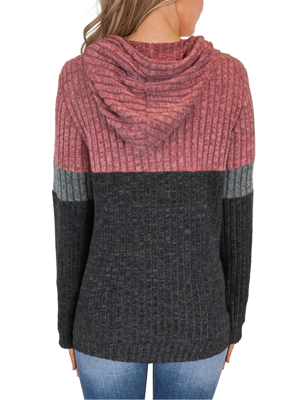 Lylinan Sweaters for Women Fall Clothes Early Fall Fashion 2025 Long Sleeve Shirts for Women Tops Boho Hoodies Winter Clothing Christmas Sweatshirts Trendy Comfiest Airport Outfits Lightred Gray XXL