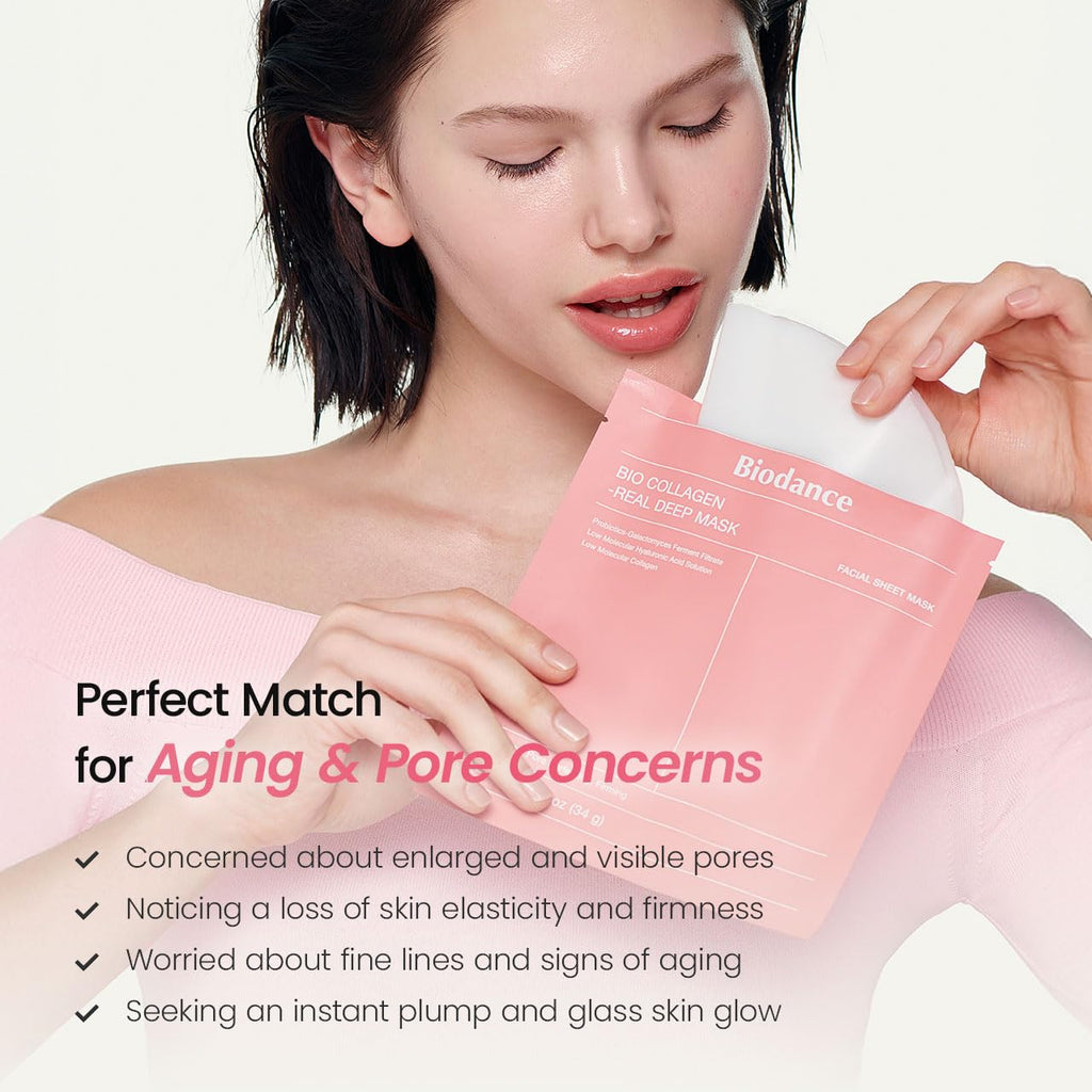 BIODANCE Bio-Collagen Real Deep Mask, Hydrating Overnight Hydrogel Mask, Pore Minimizing, Plumping, Elasticity Improvement, Korean Skin Care, Valentines Day Gifts for Her | 1.19oz(34g) x 16ea