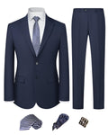 Men’s Slim Fit 2 Piece Suit Set, Stretch & Machine Washable, Single Breasted Business Formal Suit for Office & Wedding Guest