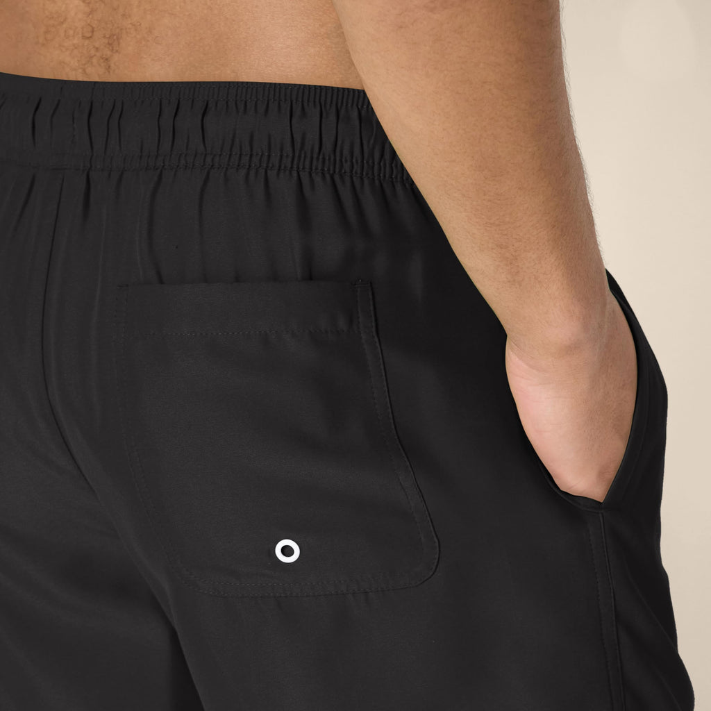Amazon Essentials Men's Swim Trunks with Mesh Lining, Pockets, Drawstring Closure, Black, Medium
