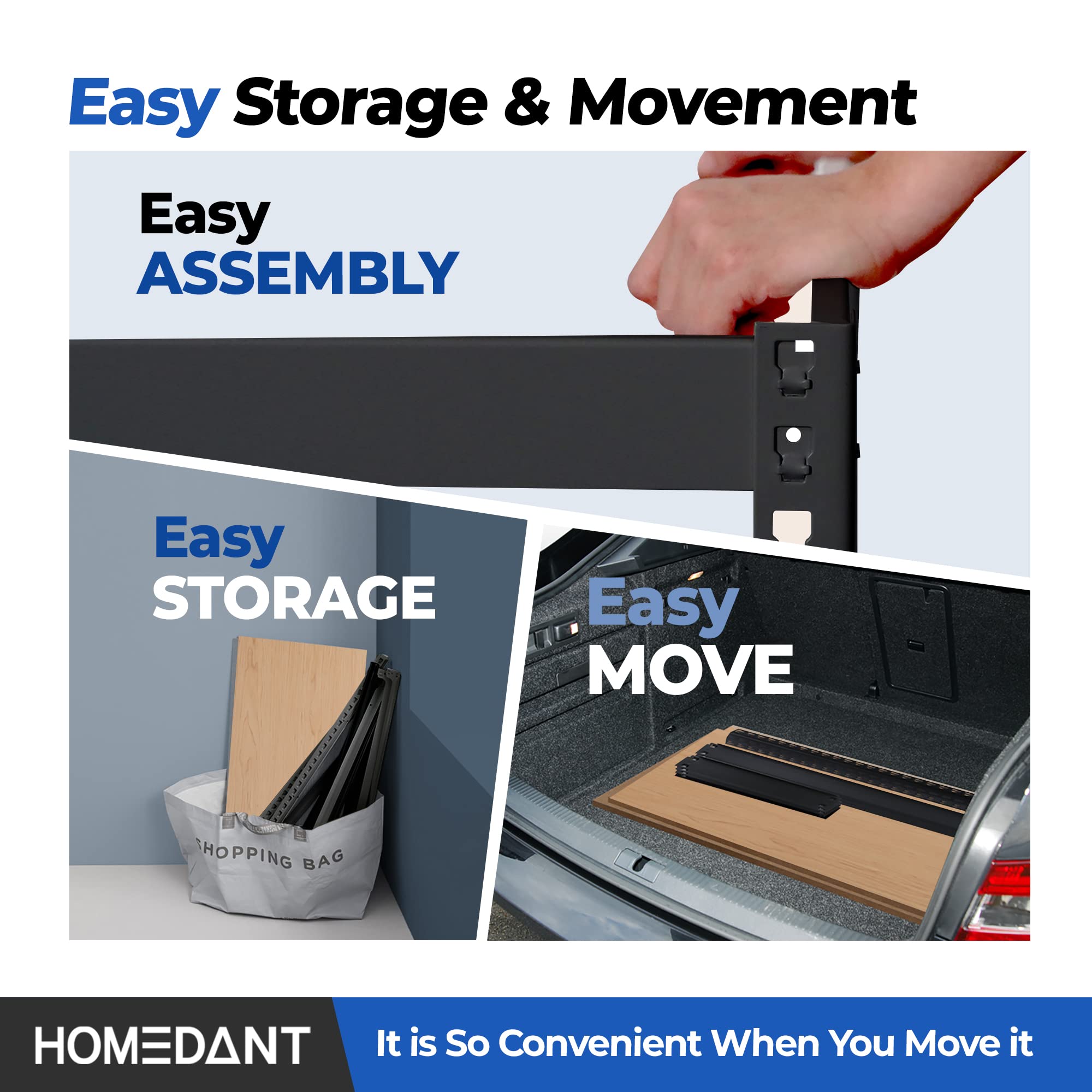 HOMEDANT 35.9" W Deep Width 5 Tier Heavy Duty Garage Shelving Adjustable Metal Rack Storage Shelves Standing Shelf Unit Organizers Pantry Closet Black 1Pack