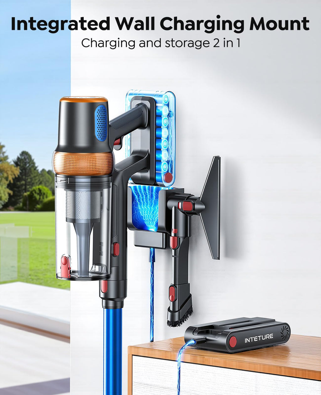 Cordless Vacuum Cleaner, 600W 50KPA 65Mins Vacuum Cleaners for Home, Upgraded Stick Vacuum with Extra Mattress Cleaning Tool, Self-Standing, Anti-Tangled Vacuum Cordless for Pet Hair/Floors/Carpets