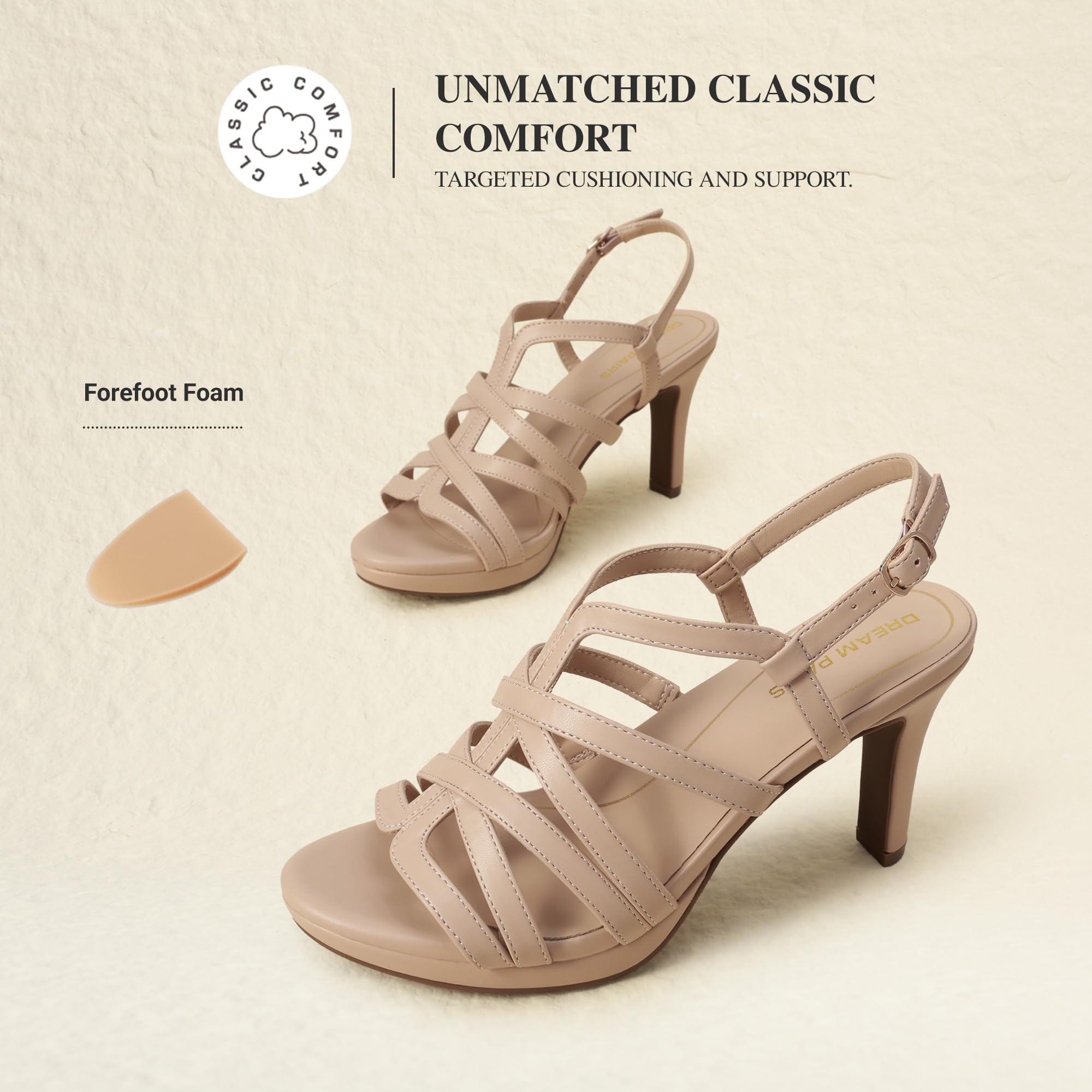 DREAM PAIRS Women's Strappy Stiletto High Heels Round Toe Ankle Strap Dress Shoes Platform Comfortable Heeled Sandals,Size 7.5,Nude,DWUMHS2503