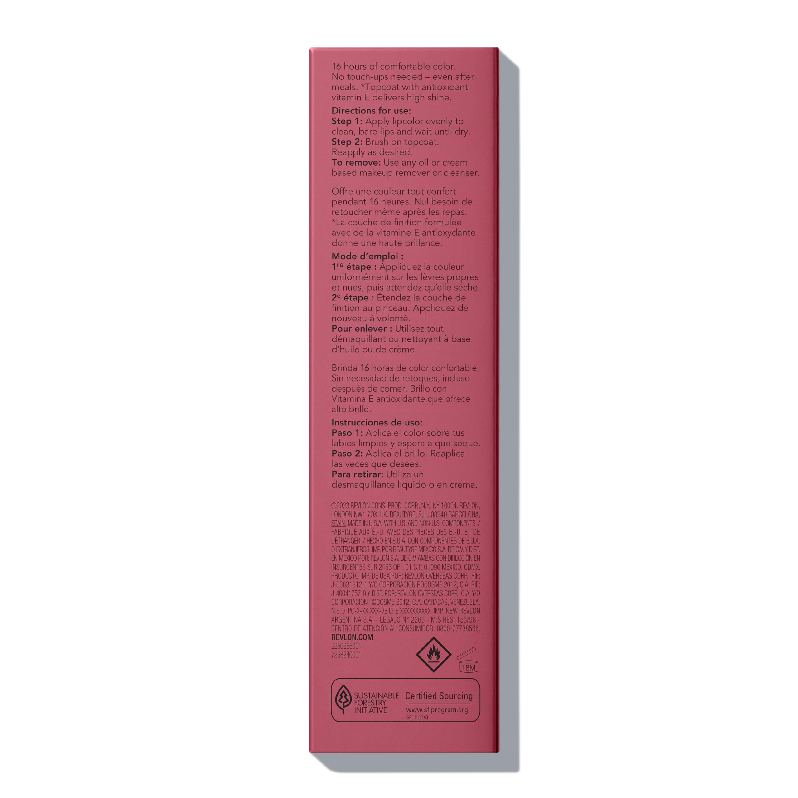 Revlon Liquid Lipstick with Clear Lip Gloss, ColorStay Overtime Lipcolor, Dual Ended with Vitamin E, 005 Infinite Raspberry, 0.07 Fl Oz