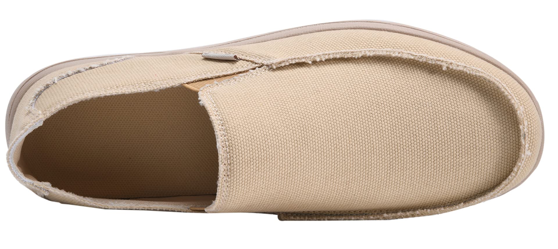 Canven Mens Canvas Slip On Loafers Deck Shoes Walking Lightweight Causal Slip-ons (Light Khaki, EU 45/US 11)