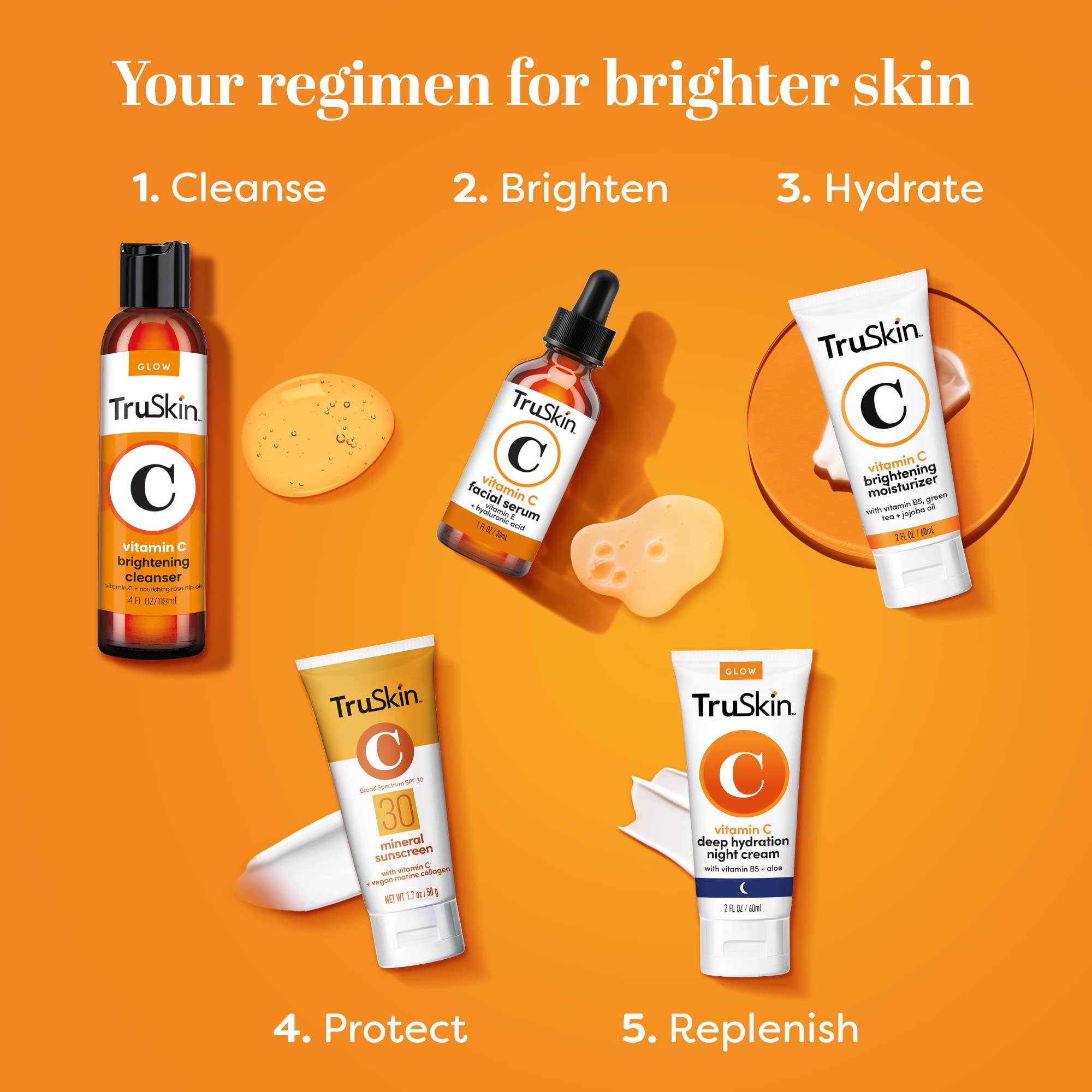 TruSkin Mineral Sunscreen SPF 30 for Face - Zinc Oxide Broad Spectrum Protection with Squalane, Vitamin C & Marine Collagen - Reef-Safe Mineral Face Sunscreen for Sensitive Skin, 1.7 fl oz