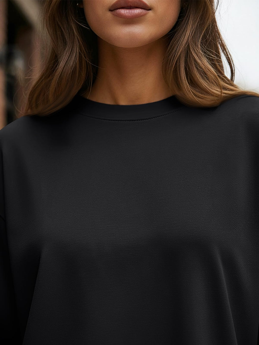 Trendy Queen Womens Spring Tops Oversized Long Sleeve T Shirts 2026 Basic Tee Fall Casual Workout Y2K Clothes Black M
