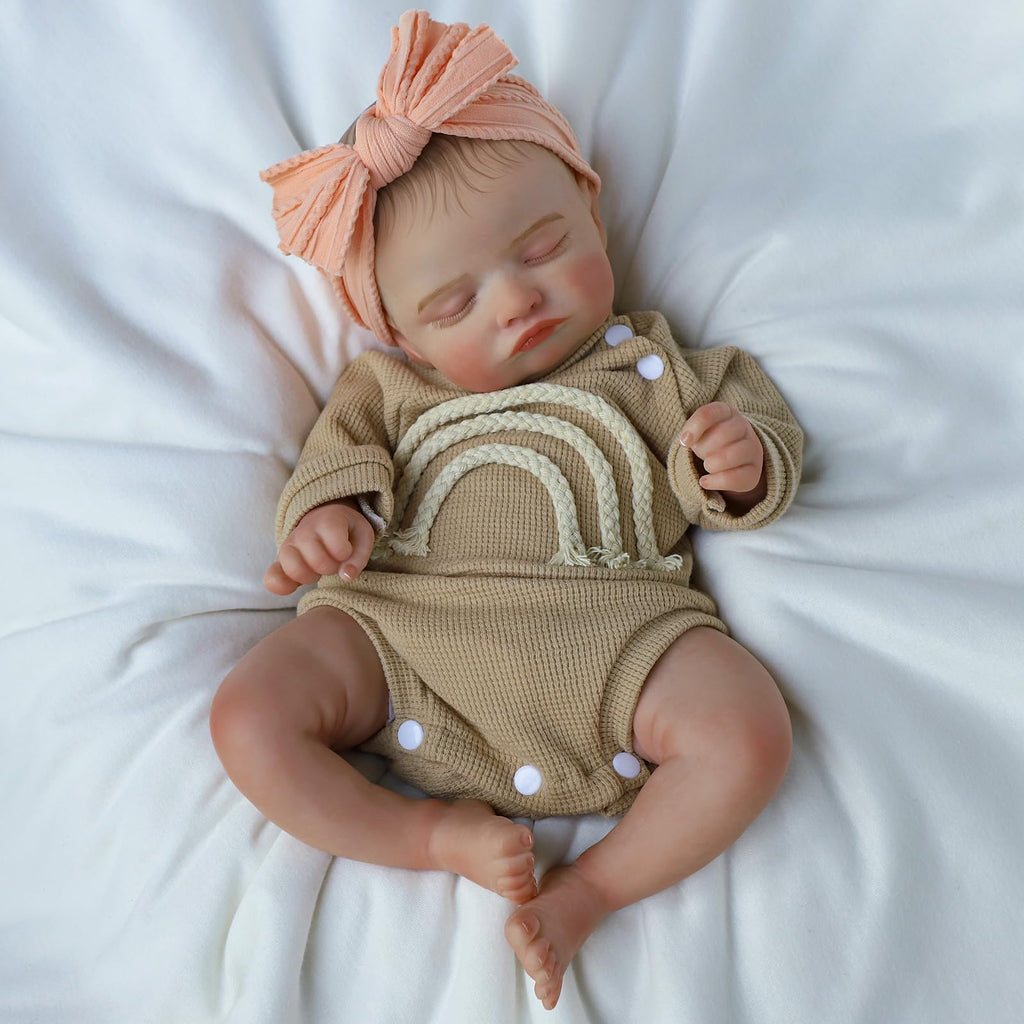 KSBD Lifelike Reborn Baby Dolls-20 inch Sleeping Realistic Newborn Baby Dolls, Soft Cloth Body with Feeding Toy for Kids Age 3 +