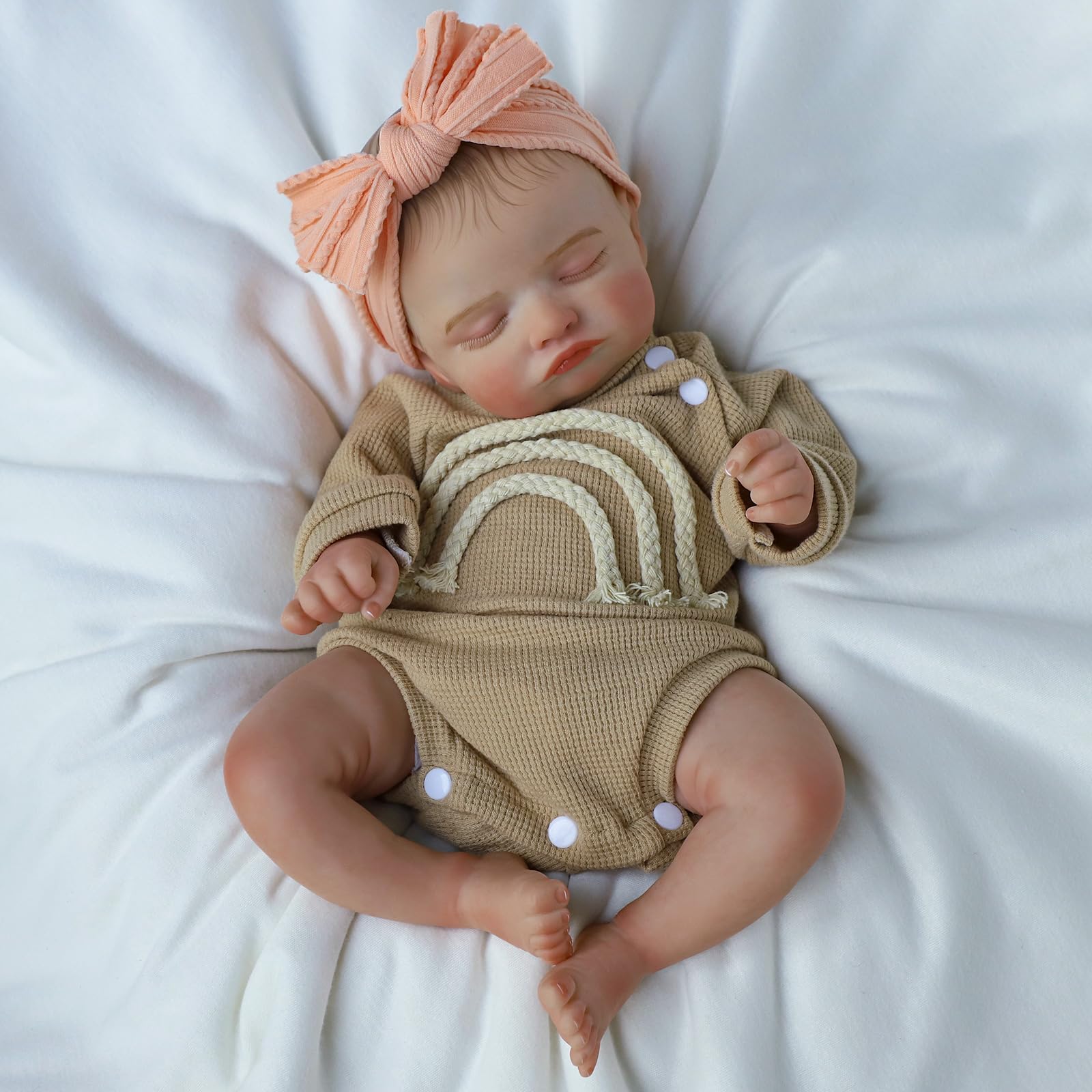 KSBD Lifelike Reborn Baby Dolls-20 inch Sleeping Realistic Newborn Baby Dolls, Soft Cloth Body with Feeding Toy for Kids Age 3 +