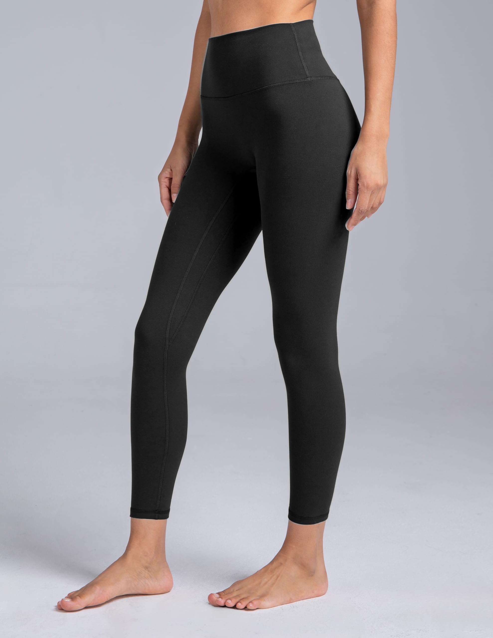Colorfulkoala Dreamlux No Front Seam Leggings for Women 25" Inseam, High Waisted Buttery Soft 7/8 Yoga Pants (L, Black)