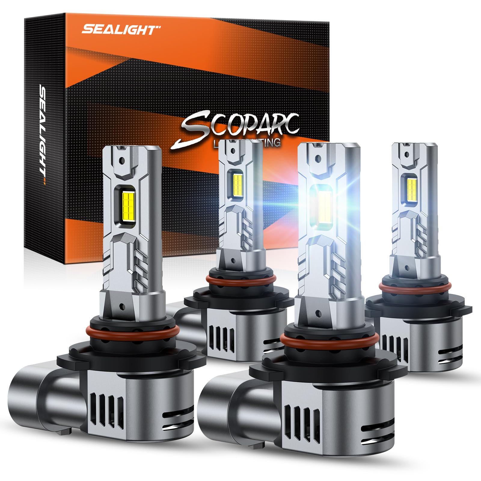 SEALIGHT S2S 9005/HB3 9006/HB4 Light Bulbs Combo, 100,000LM Super Brighter, 6500K Pure White 9005 9006 Fog Bulbs, 60K+ Hours Lifespan, 2-Pack