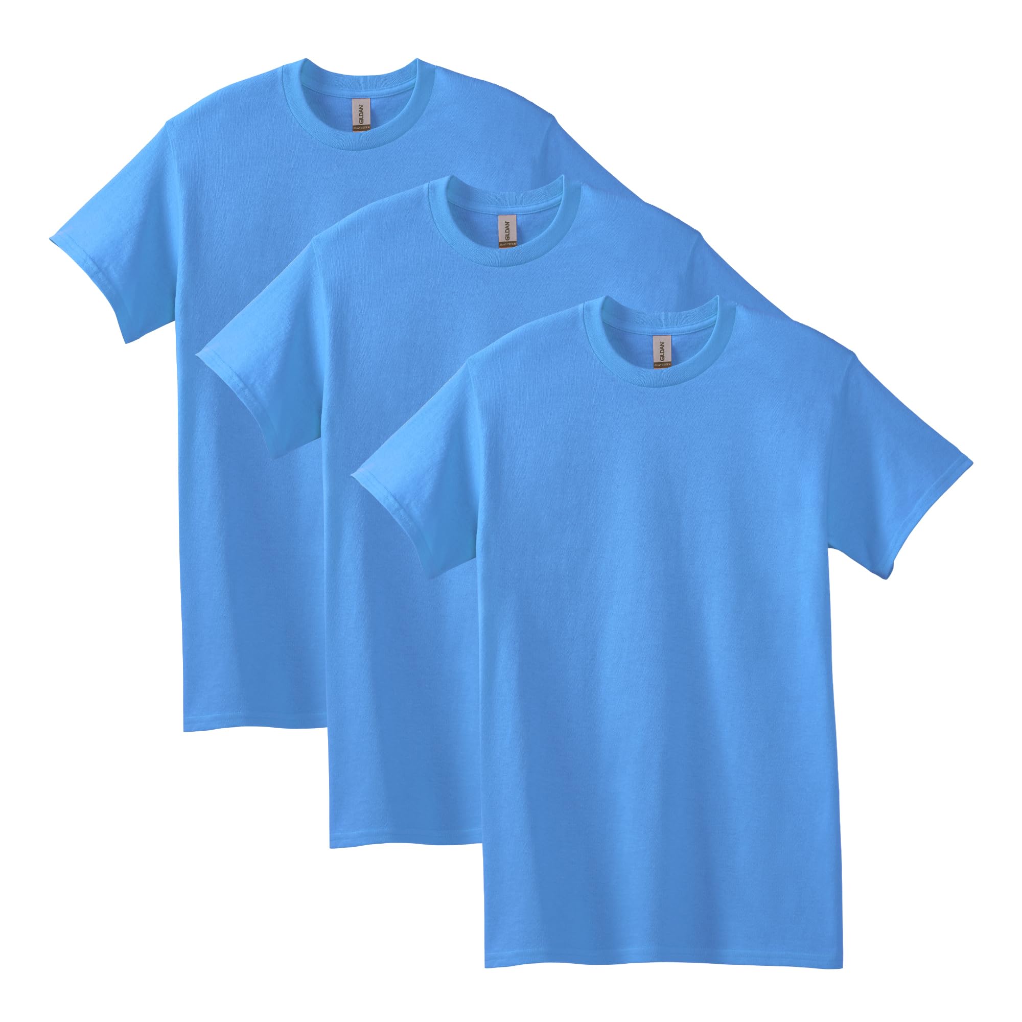 Gildan mens Heavy Cotton T-shirt, Style G5000, Multipack T Shirt, Carolina Blue (3-pack), Large US