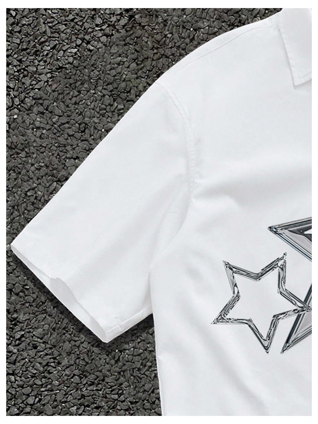 GORGLITTER Men's Lips Graphic Button Down Cropped Shirt Y2k Short Sleeve Collar Boxy Going Out Tops Streetwear Graphic White Large