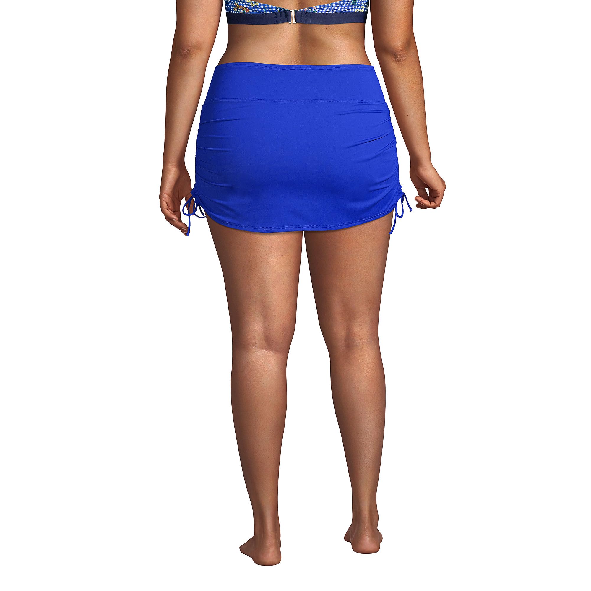 Lands' End Womens Chlorine Resistant Adjustable Swim Skirt Control Electric Blue Regular 4