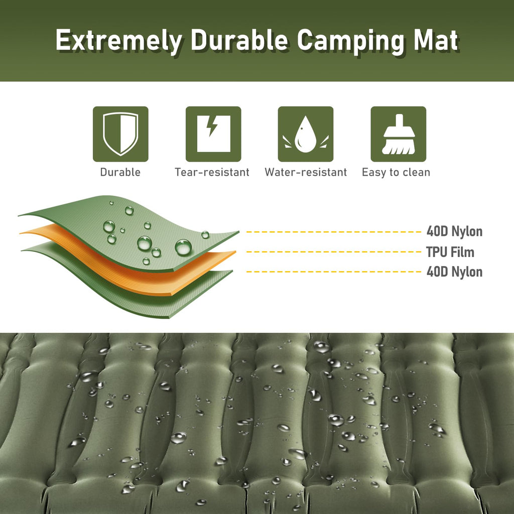 Elegear CumbreX™ Double Sleeping Pad for Camping, 5.5" Ultra-Thick Inflatable Camping Sleeping Pad 2 Person with Built-in Foot Pump, Portable Camping Sleeping Mat for Backpacking Hiking Tent, Full